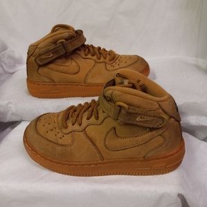 NIKE Force 1 Sneakers Wheat Suede Leather Swoosh  Size 13C Vintage